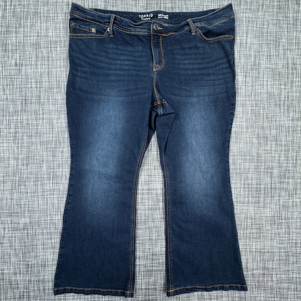 Torrid Womens Luxe Slim Boot Super Stretch Jeans Dark Wash Denim Size 22 Short